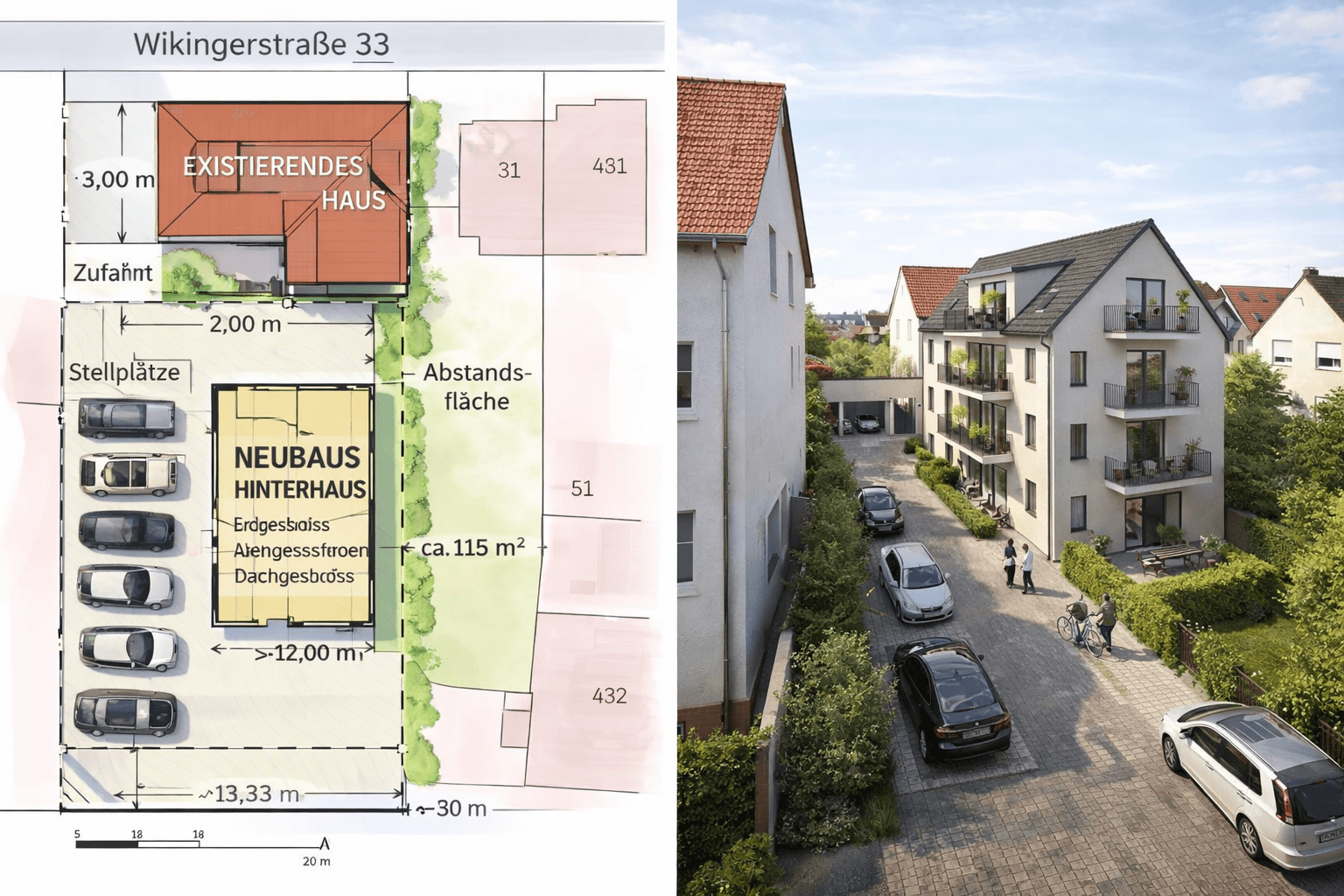 Vision: Bestand + Neubau im Innenhof